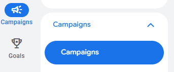 Google Ads campaigns report navigation