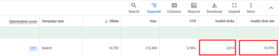 invalid clicksr